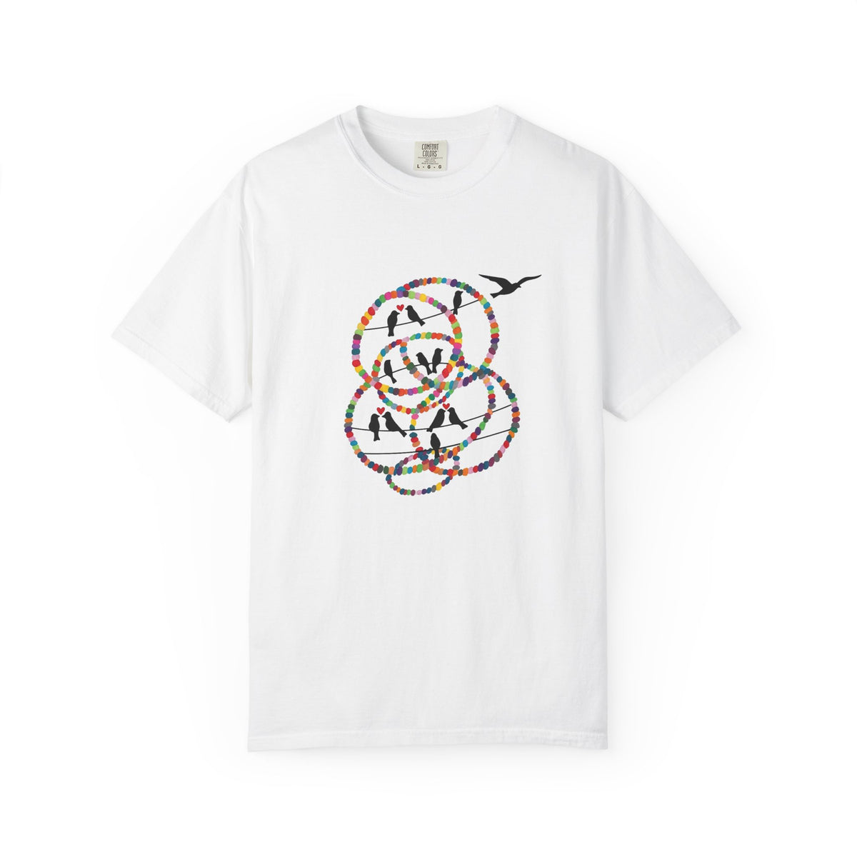 Bird Flight Graphic T-Shirt — Colorful Ring Silhouette Tee