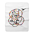 Colorful Beaded Circles with Silhouette Birds Sherpa Fleece Blanket