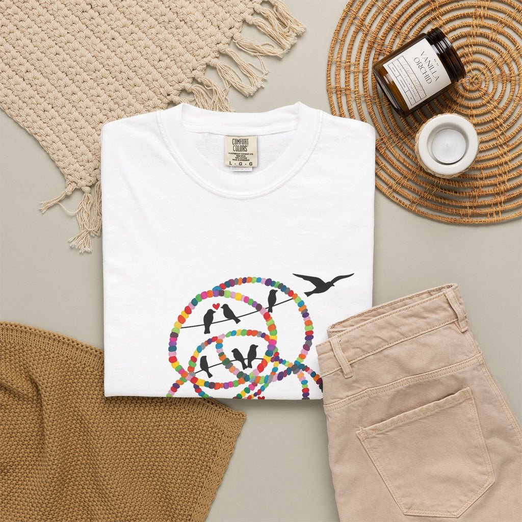 Bird Flight Graphic T-Shirt — Colorful Ring Silhouette Tee