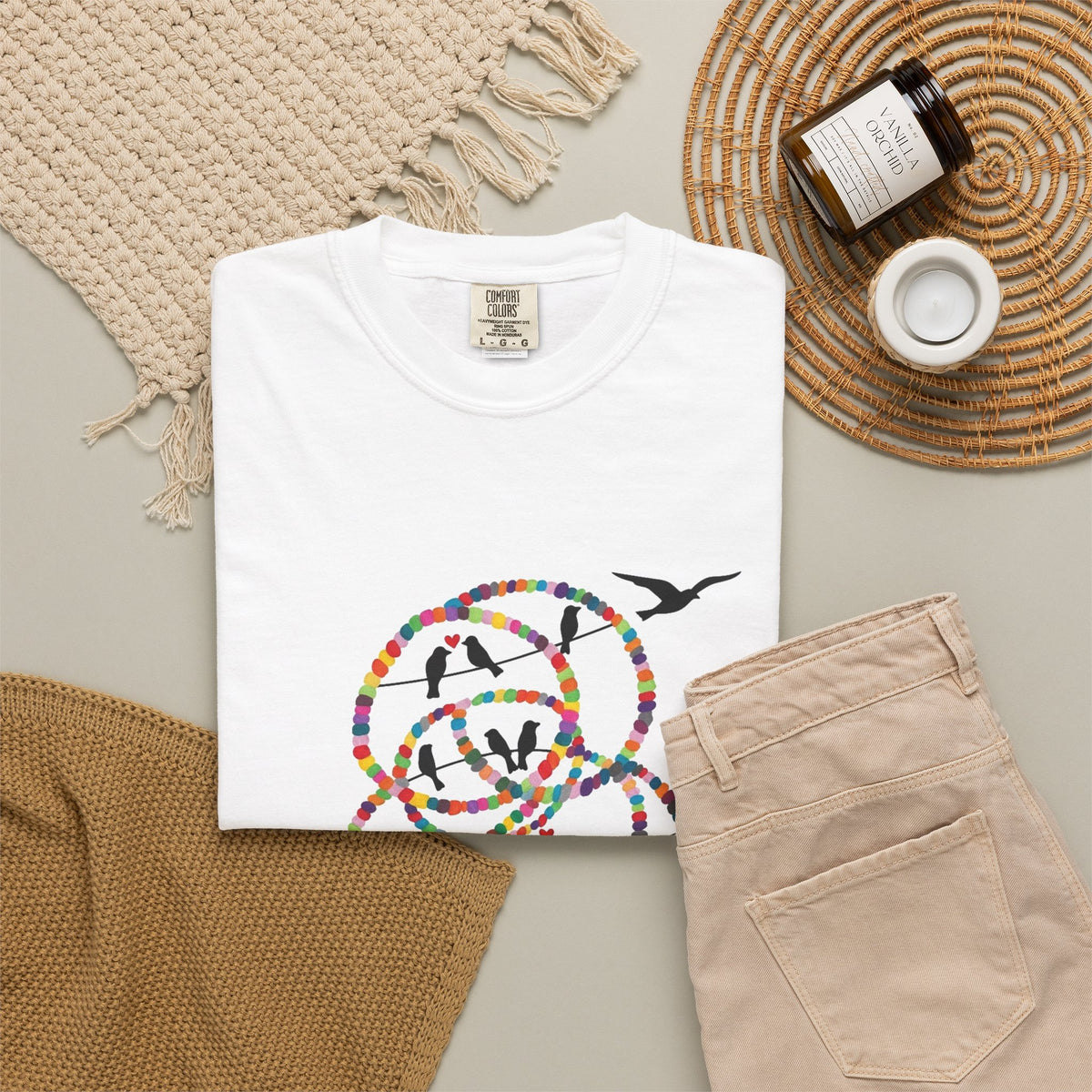 Bird Flight Graphic T-Shirt — Colorful Ring Silhouette Tee