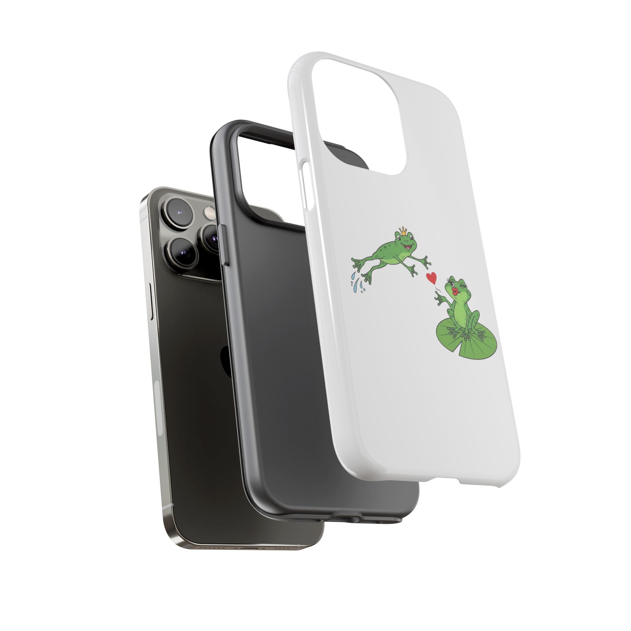 Kissing Frog Illustration Tough Phone Case | Cute Lily Pad Love Design