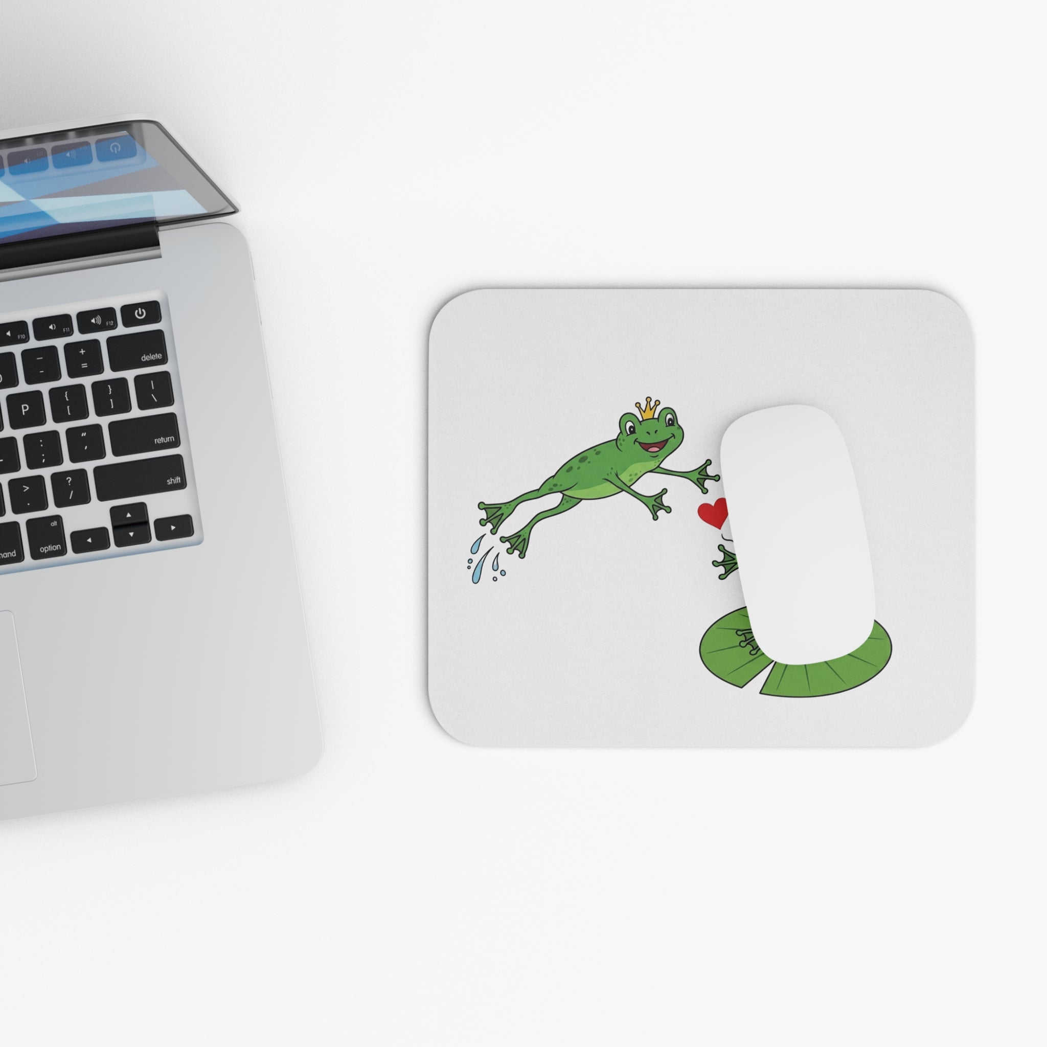 Kissing Frogs Mouse Pad | Cute Frog Prince Lily Pad Love