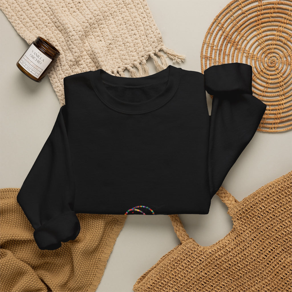 Crewneck Sweatshirt — Minimal Cute Ghost Embroidery