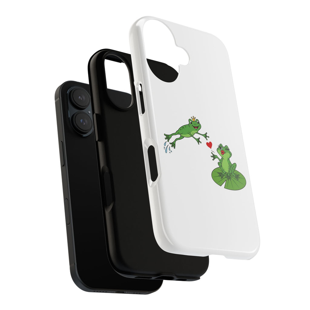 Kissing Frog Illustration Tough Phone Case | Cute Lily Pad Love Design