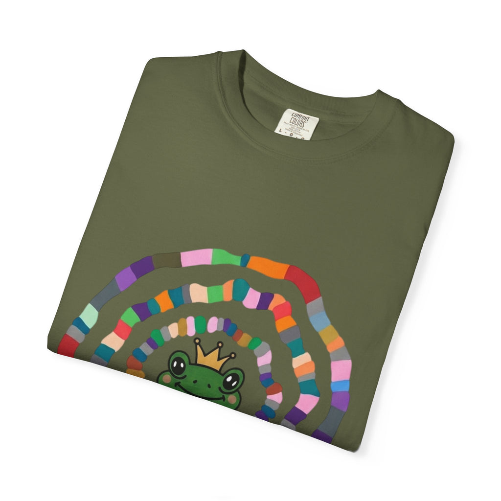 Crowned Frog Heart T-Shirt | Colorful Spiral Doodle
