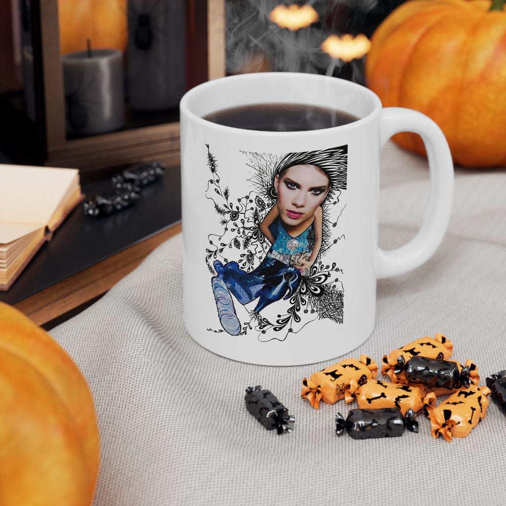 Anatomical Heart Illustration Mug | Watercolor Blue Heart Ceramic Mug