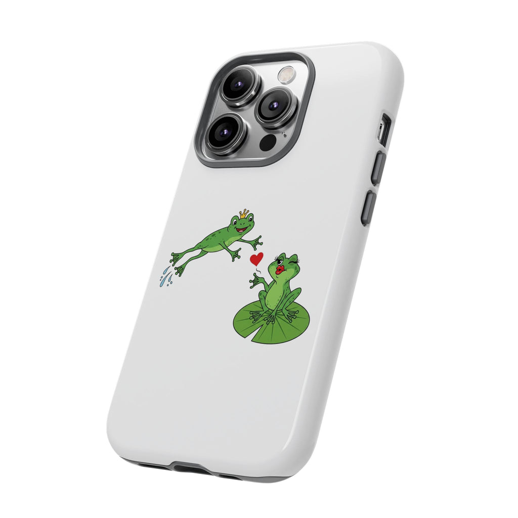 Kissing Frog Illustration Tough Phone Case | Cute Lily Pad Love Design