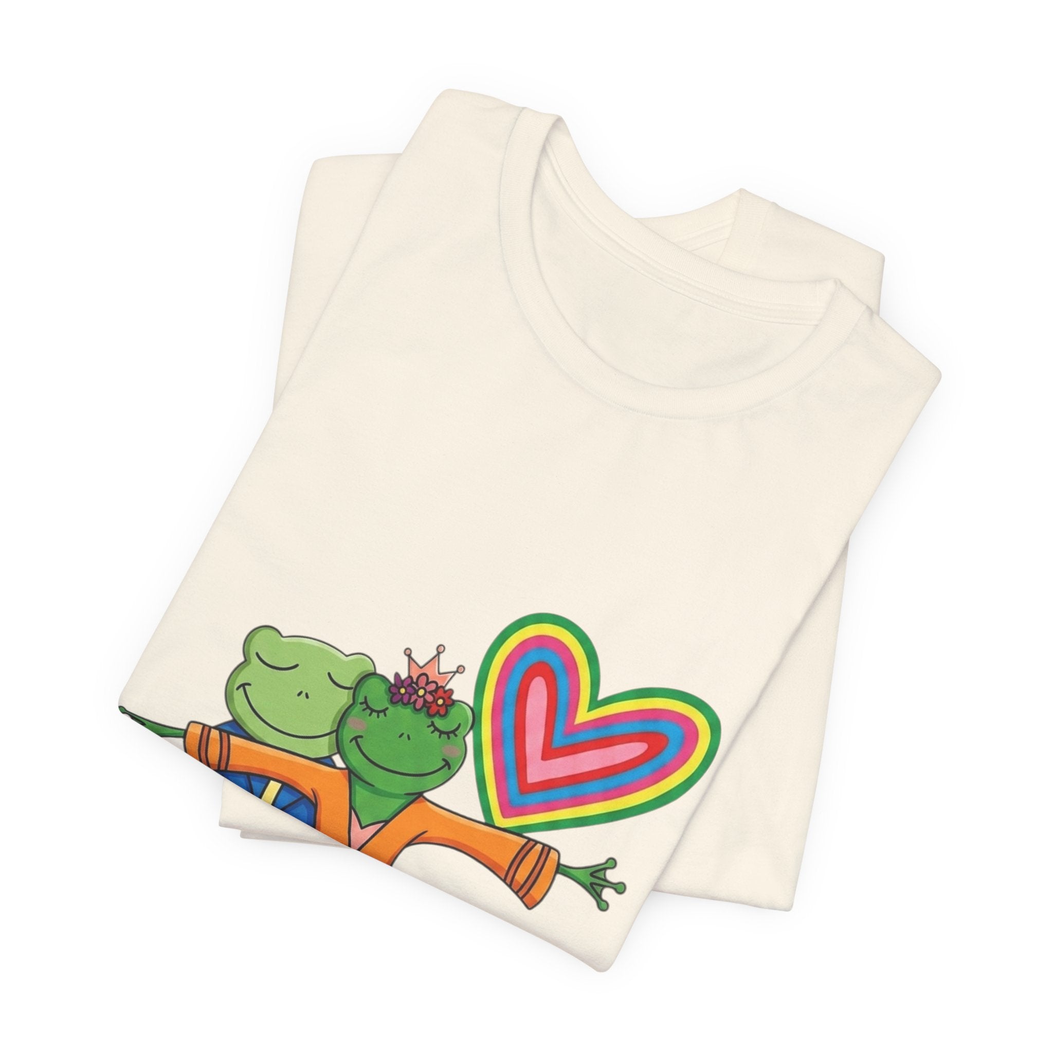 Frog Prince & Princess Couple Tee — Rainbow Heart Love T-Shirt