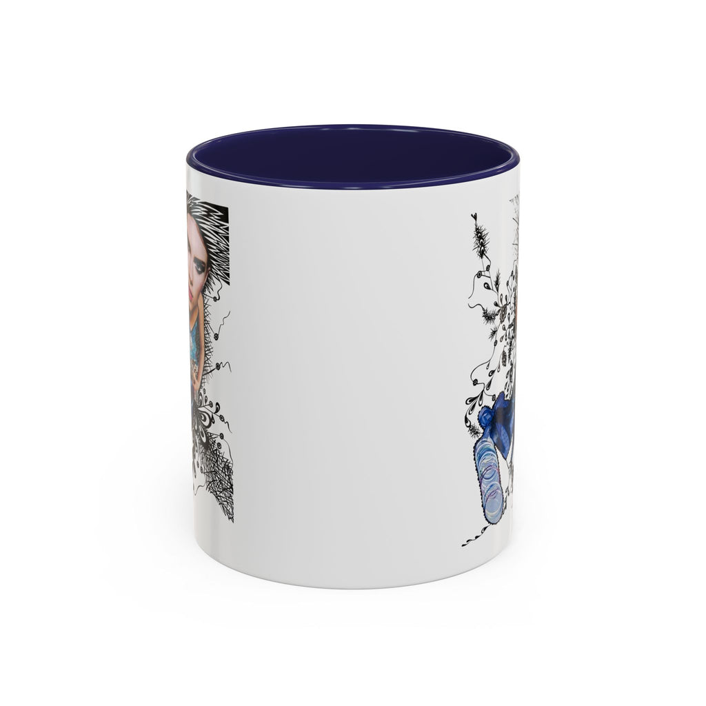 Fashion Illustration Girl Mug | Accent Coffee Mug, Black Handle