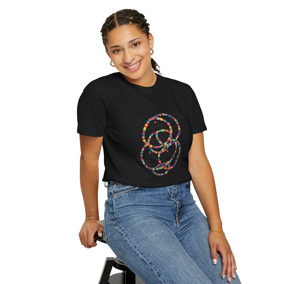 Bird Flight Graphic T-Shirt — Colorful Ring Silhouette Tee
