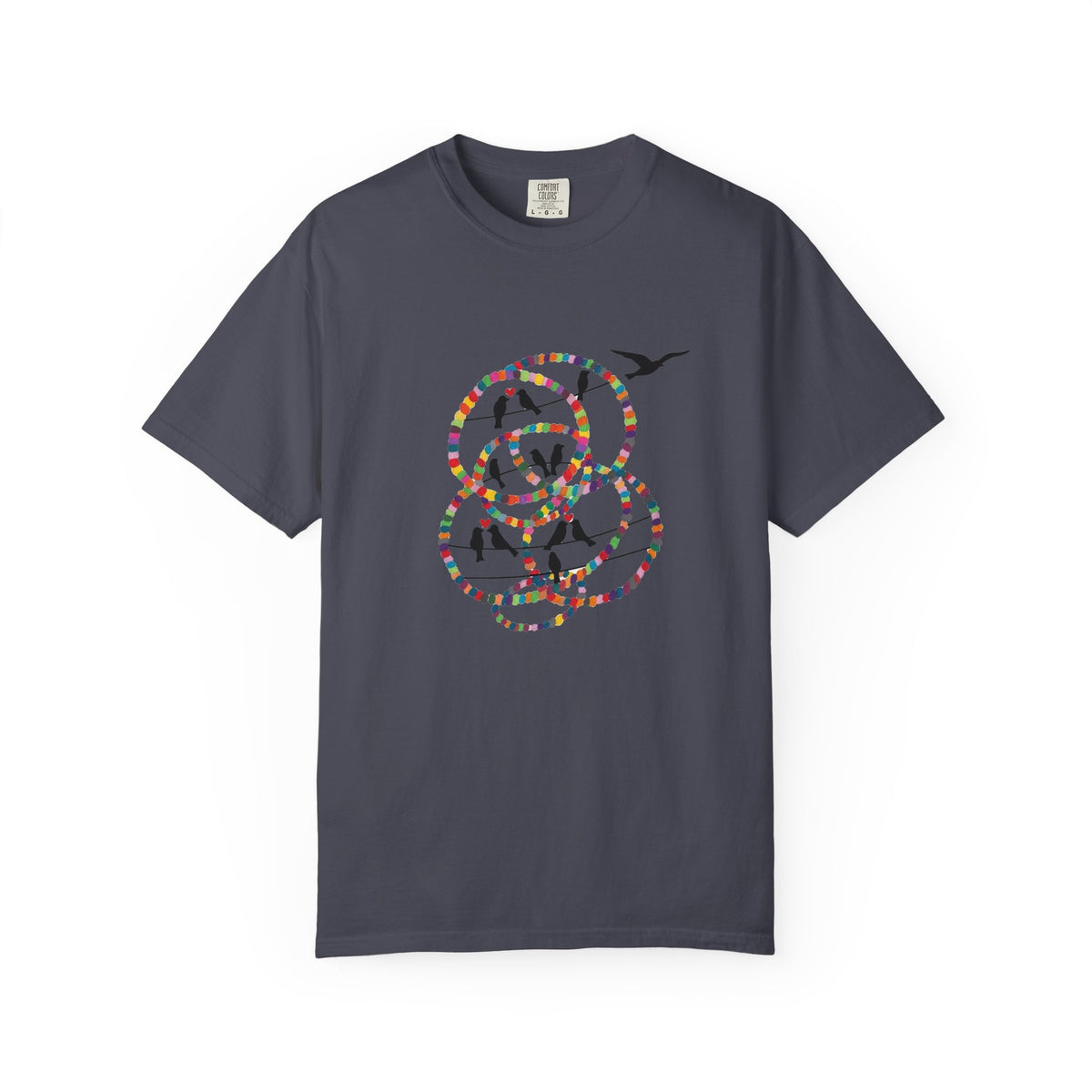 Bird Flight Graphic T-Shirt — Colorful Ring Silhouette Tee