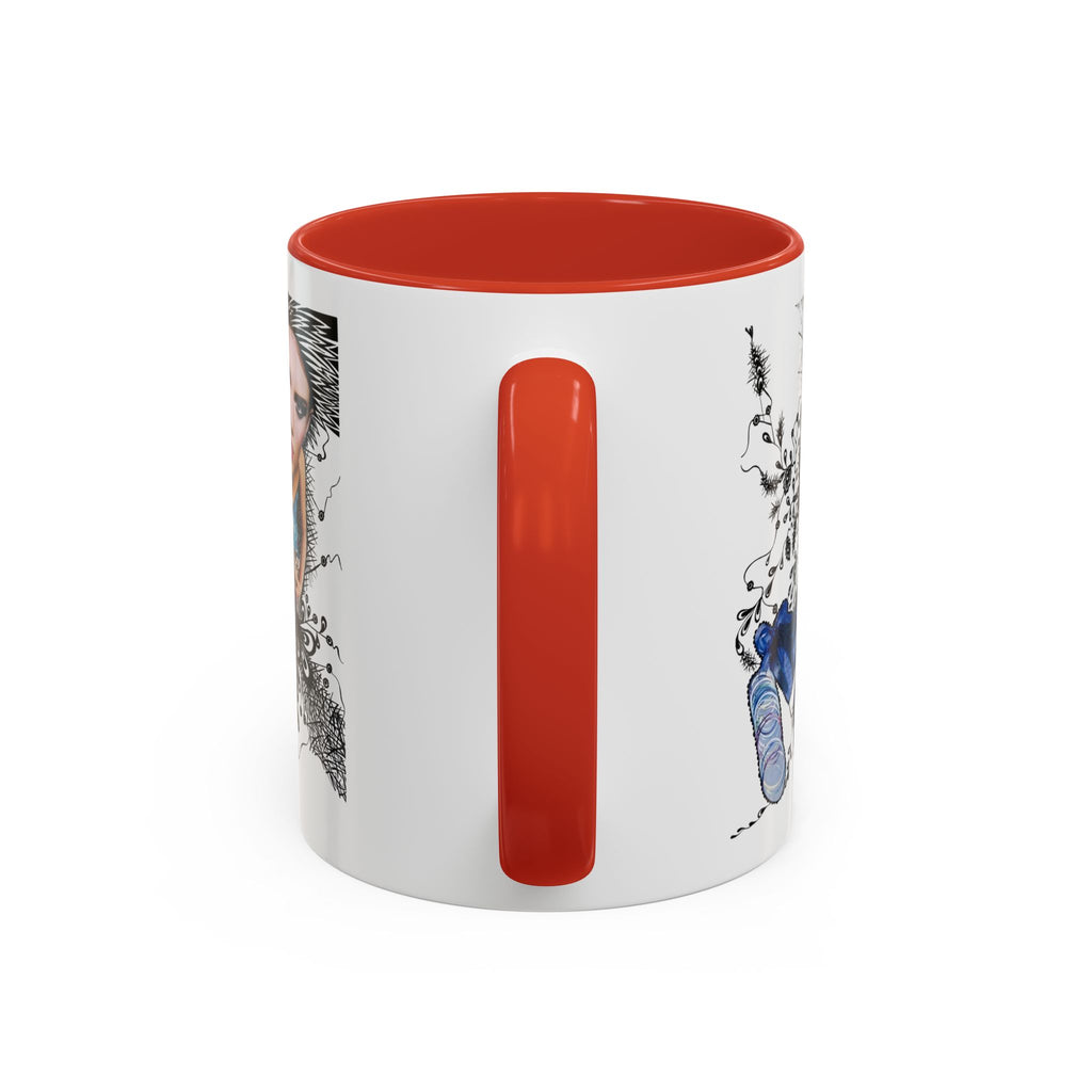 Fashion Illustration Girl Mug | Accent Coffee Mug, Black Handle