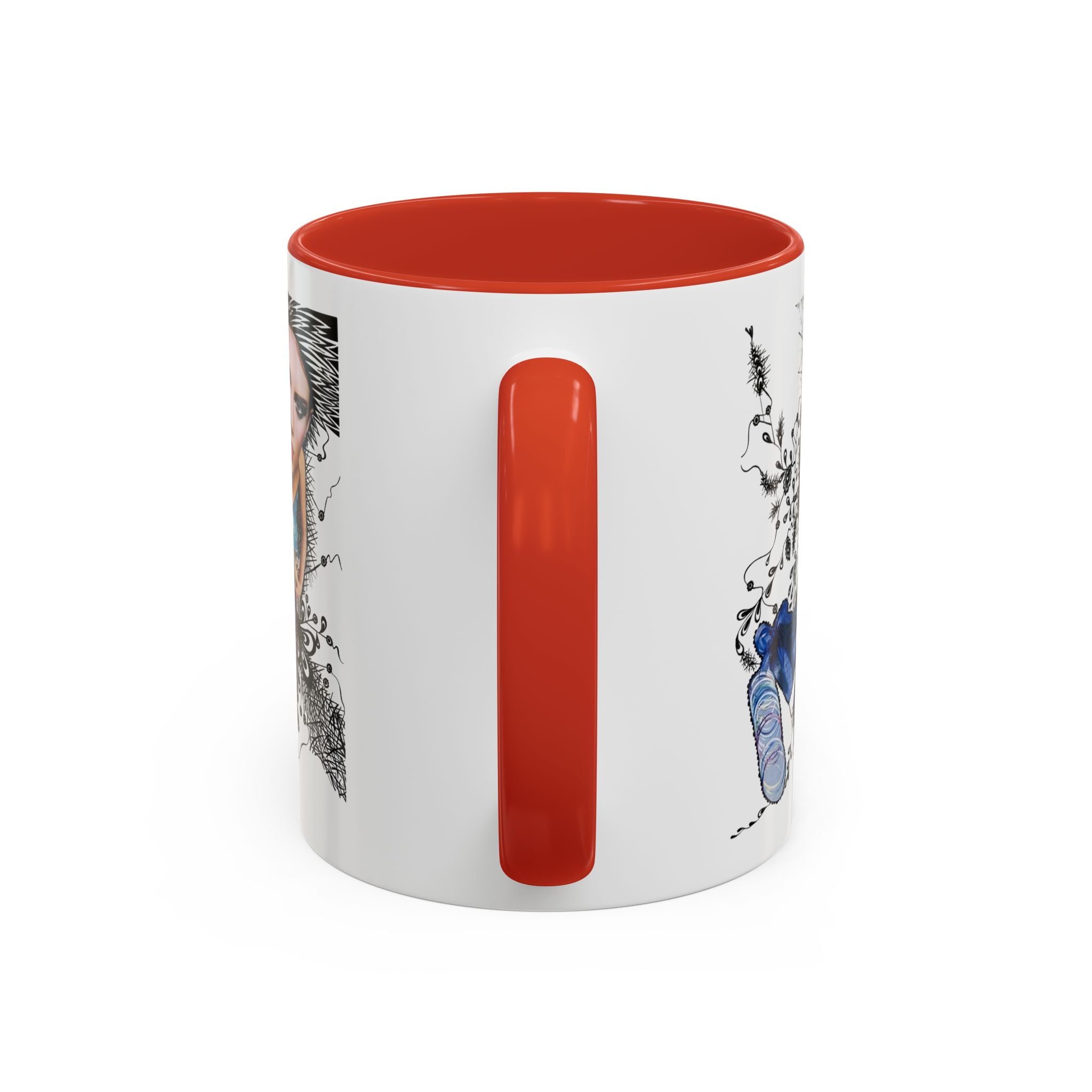 Fashion Illustration Girl Mug | Accent Coffee Mug, Black Handle