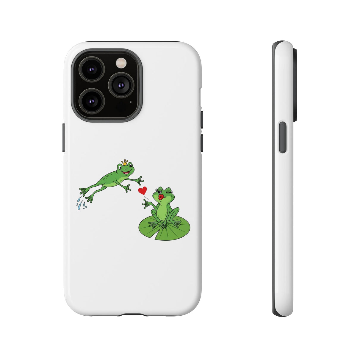 Kissing Frog Illustration Tough Phone Case | Cute Lily Pad Love Design