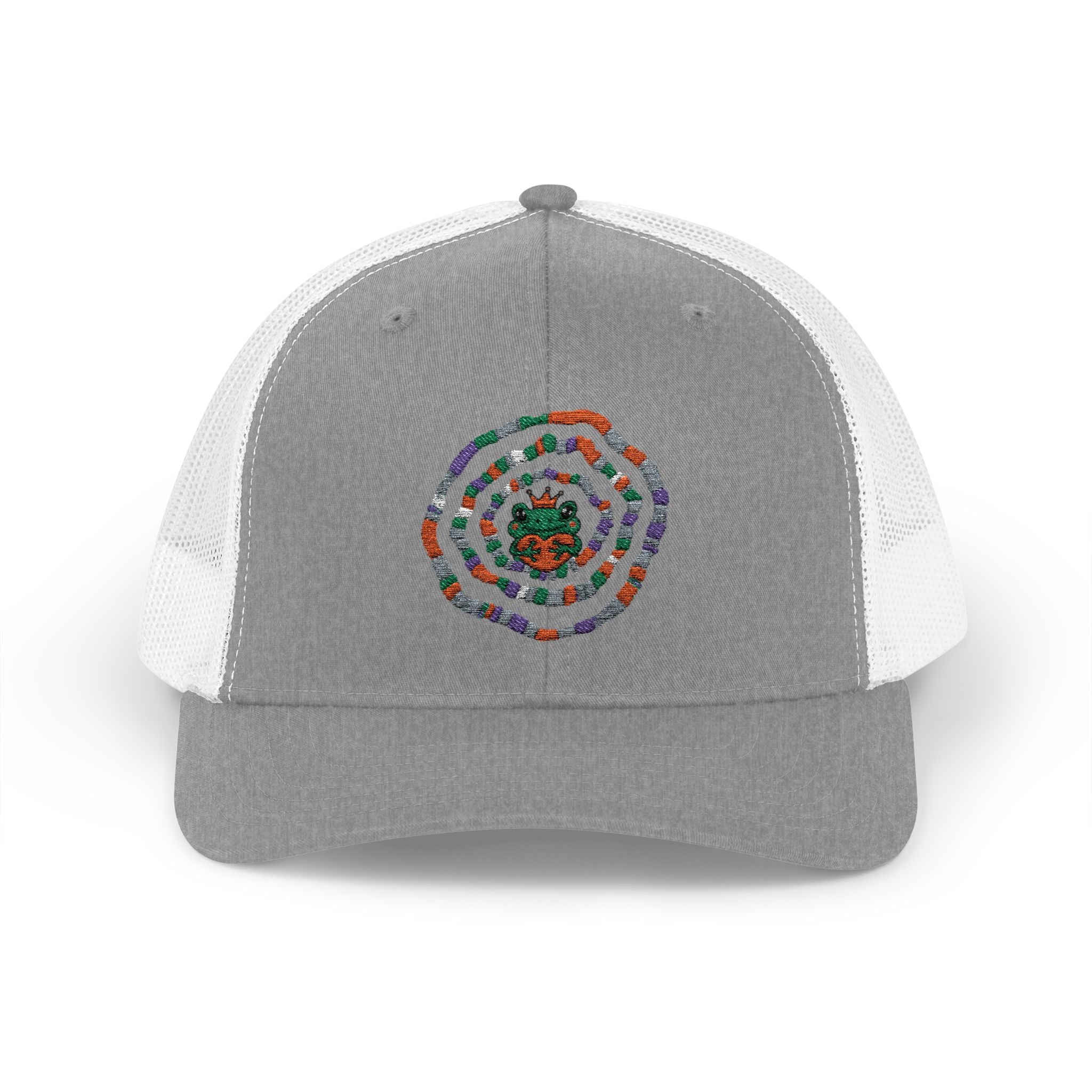 Spiral Mosaic Flower Snapback Trucker Cap | Embroidered Floral Circle