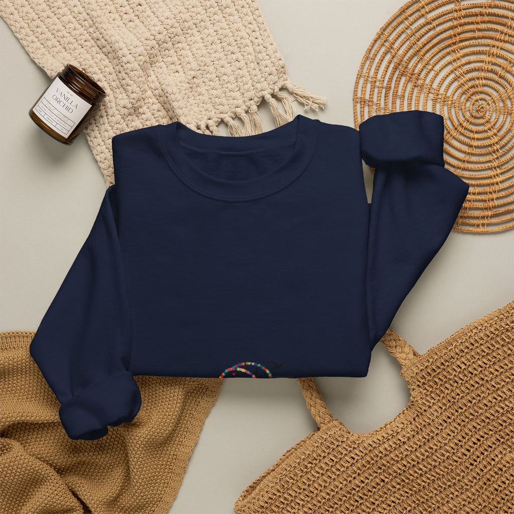 Crewneck Sweatshirt — Minimal Cute Ghost Embroidery