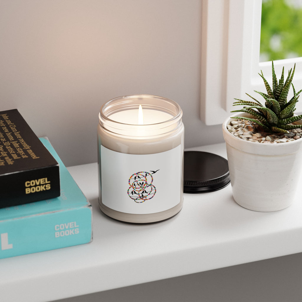 Soy Candle — Multicolor Concentric Rose Graphic, 9oz Scented Jar