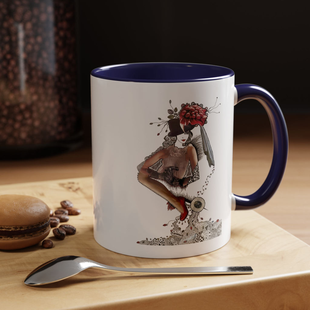 Floral Skull Pinup Mug | Accent Coffee Mug