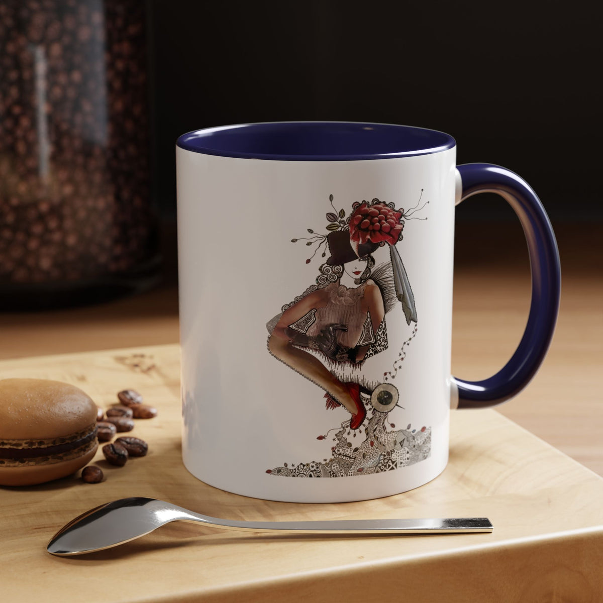Floral Skull Pinup Mug | Accent Coffee Mug