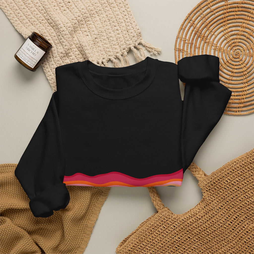 Desert Sunset Crewneck Sweatshirt — Retro Mountain & Cactus Graphic