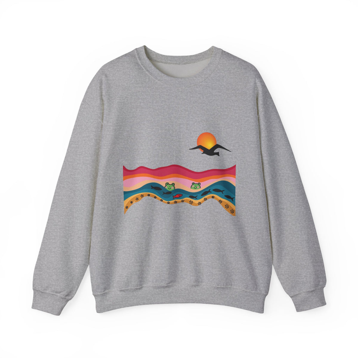 Desert Sunset Landscape Sweatshirt | Sunset Dunes with Road and Bird