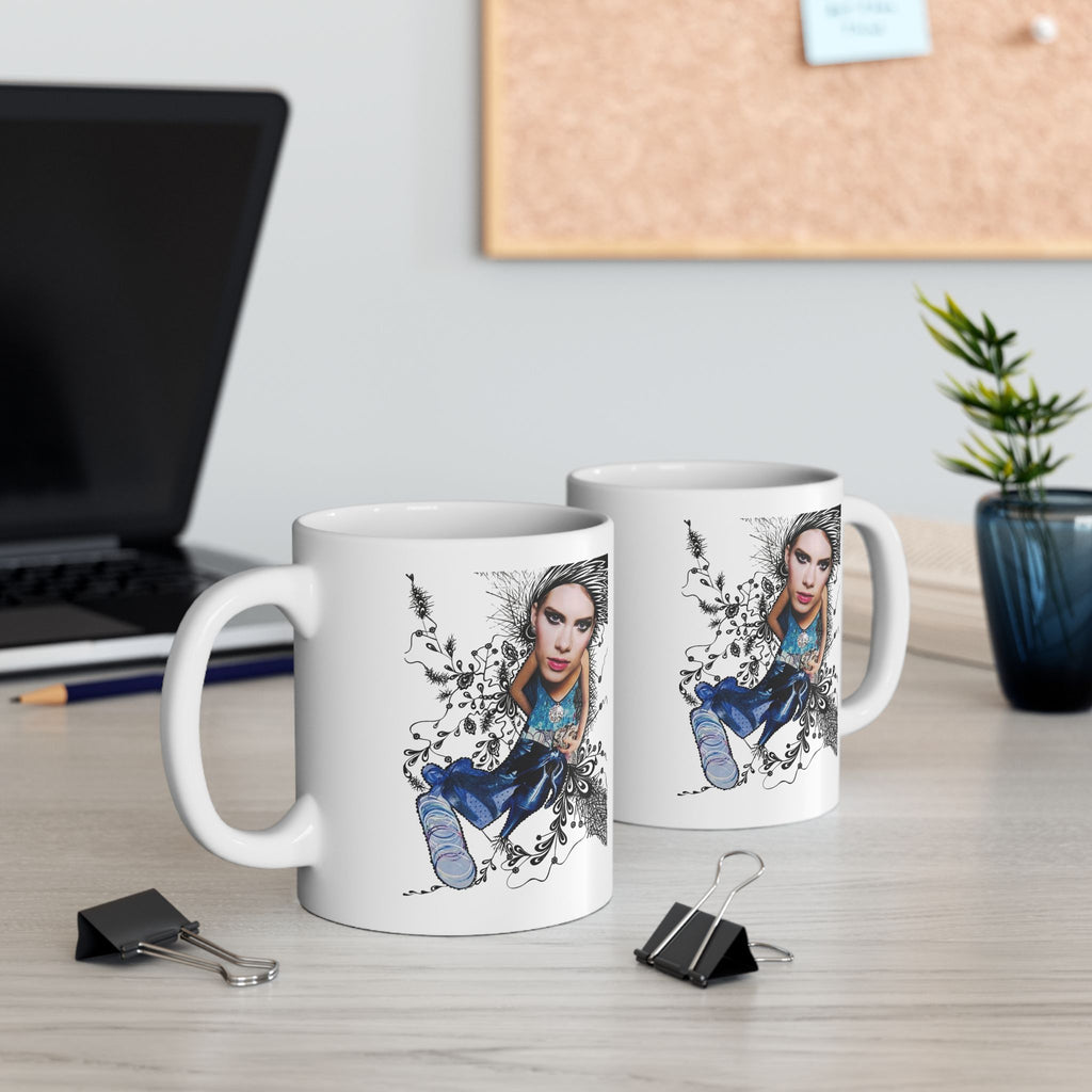 Anatomical Heart Illustration Mug | Watercolor Blue Heart Ceramic Mug