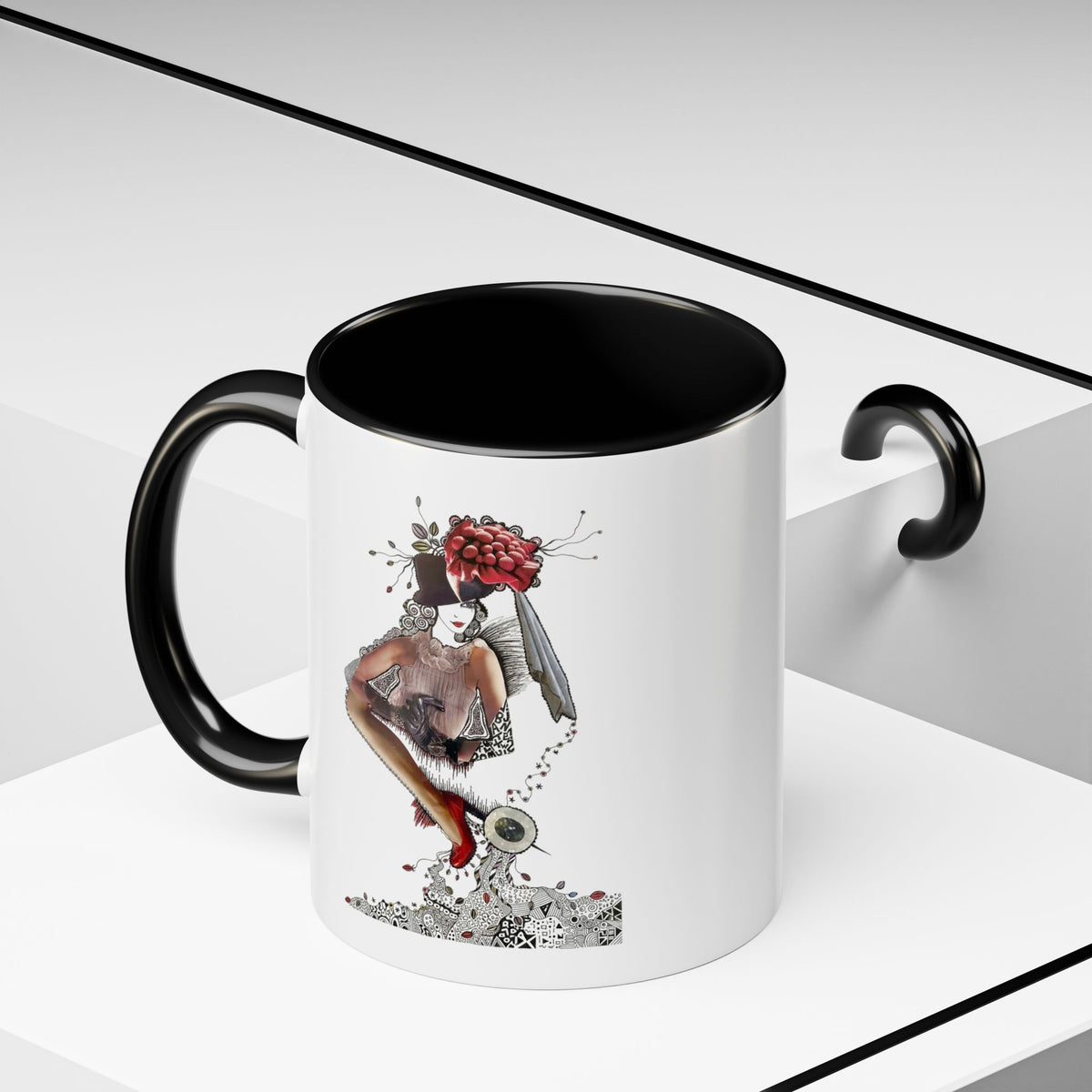 Floral Skull Pinup Mug | Accent Coffee Mug