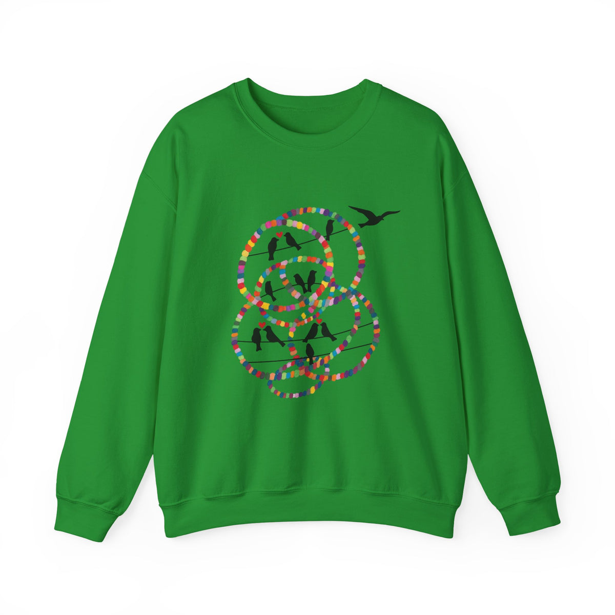 Colorful Hoop Birds sweatshirt | Minimal Circles Bird Silhouette Crewneck
