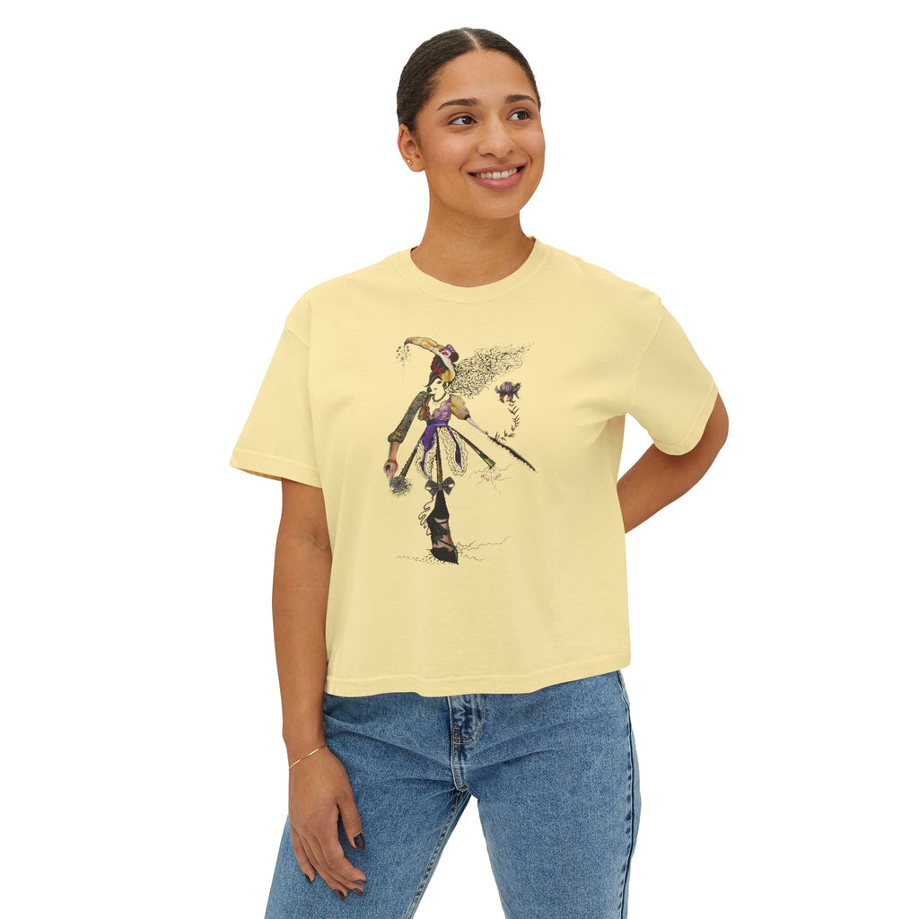 Witchy Girl Illustration Tee | Hand-Drawn Witch, Broom & Raven