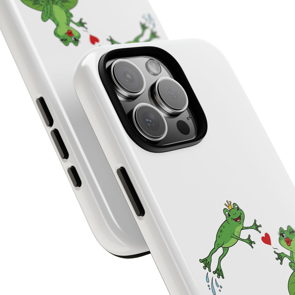 Kissing Frog Illustration Tough Phone Case | Cute Lily Pad Love Design