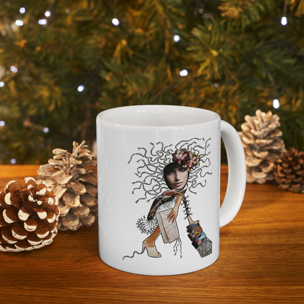 Boho Deer Illustration Mug | Ceramic Coffee Cup