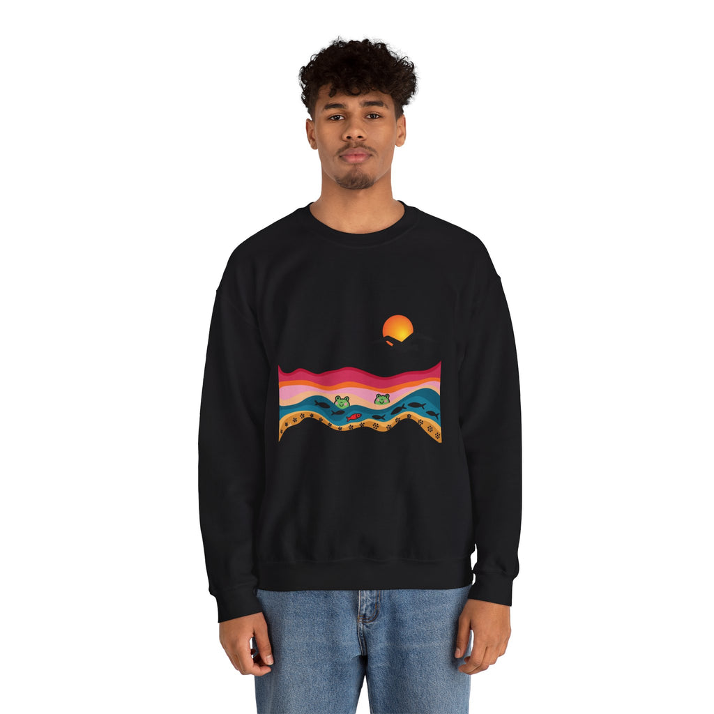 Desert Sunset Landscape Sweatshirt | Sunset Dunes with Road and Bird
