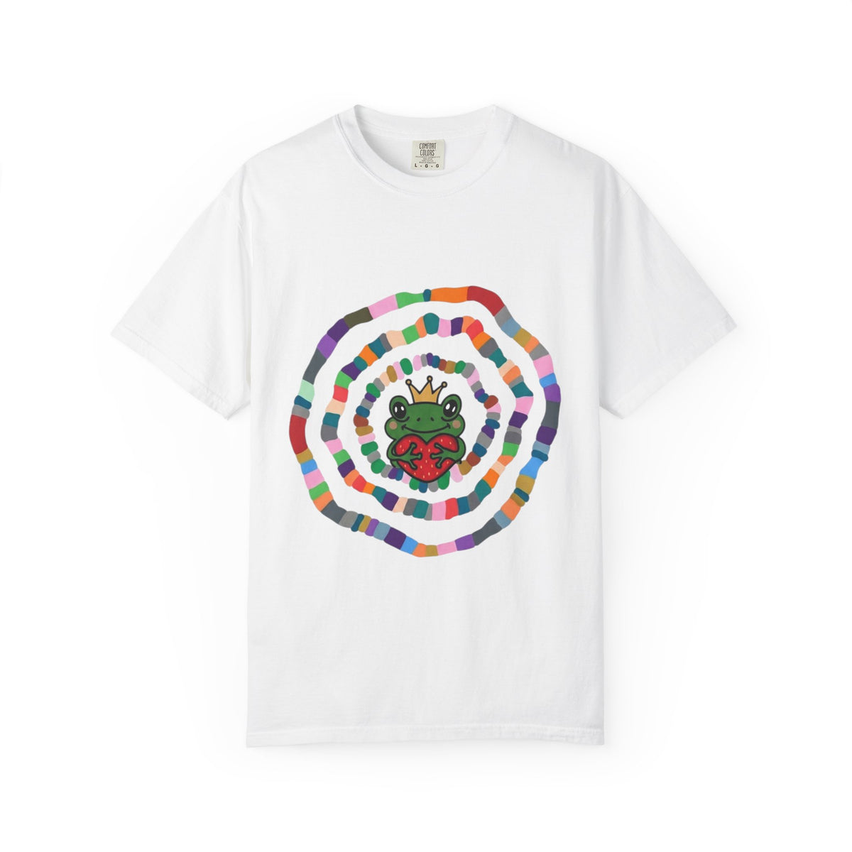 Crowned Frog Heart T-Shirt | Colorful Spiral Doodle