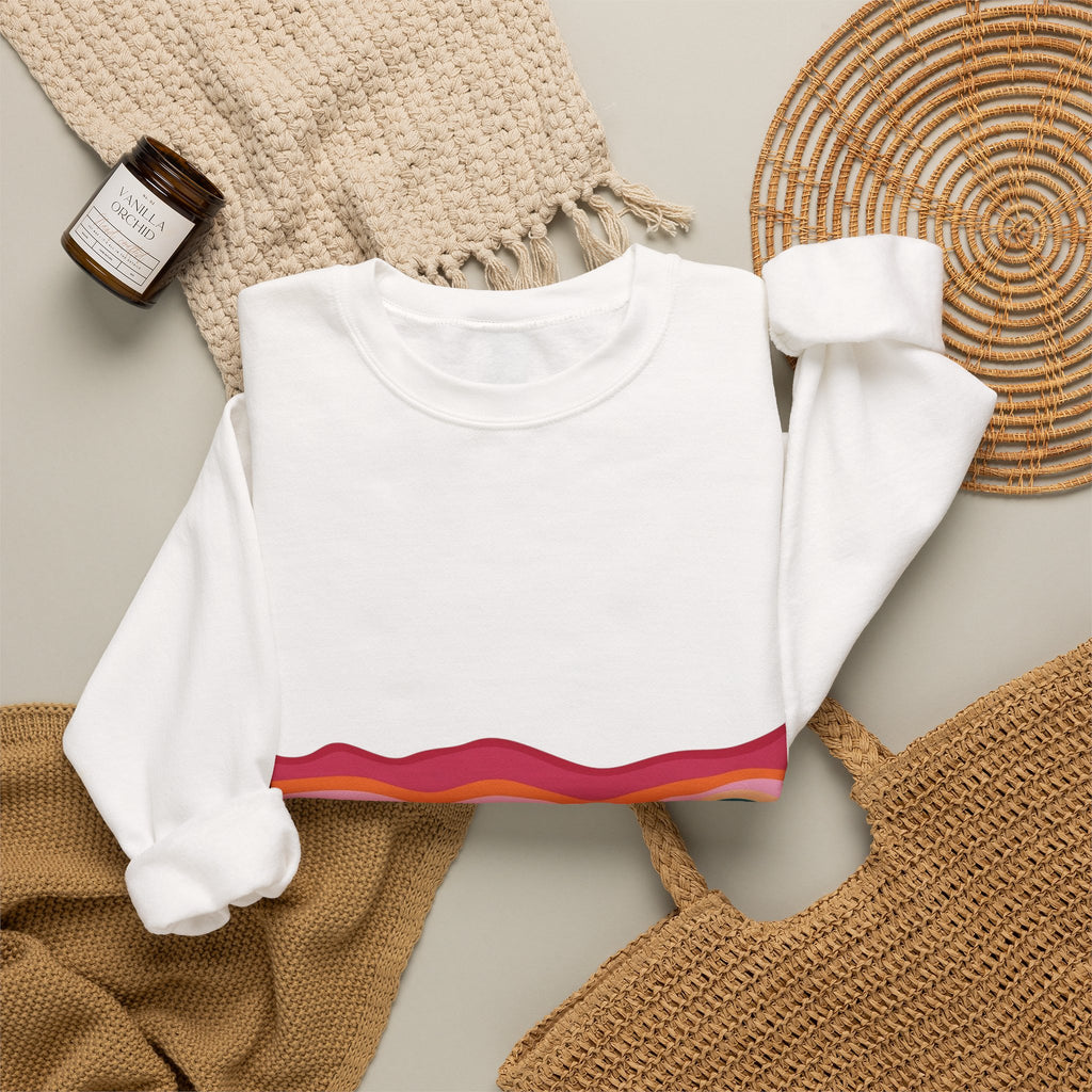 Desert Sunset Crewneck Sweatshirt — Retro Mountain & Cactus Graphic