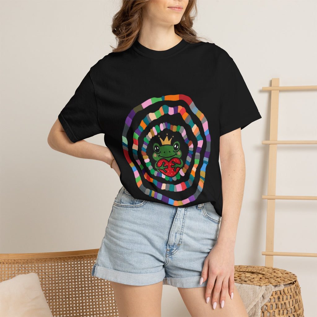 Crowned Frog Heart T-Shirt | Colorful Spiral Doodle