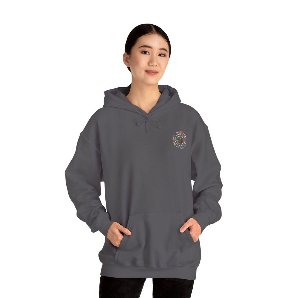 Floral Mandala Logo Hoodie | Small Chest Emblem Sweatshirt
