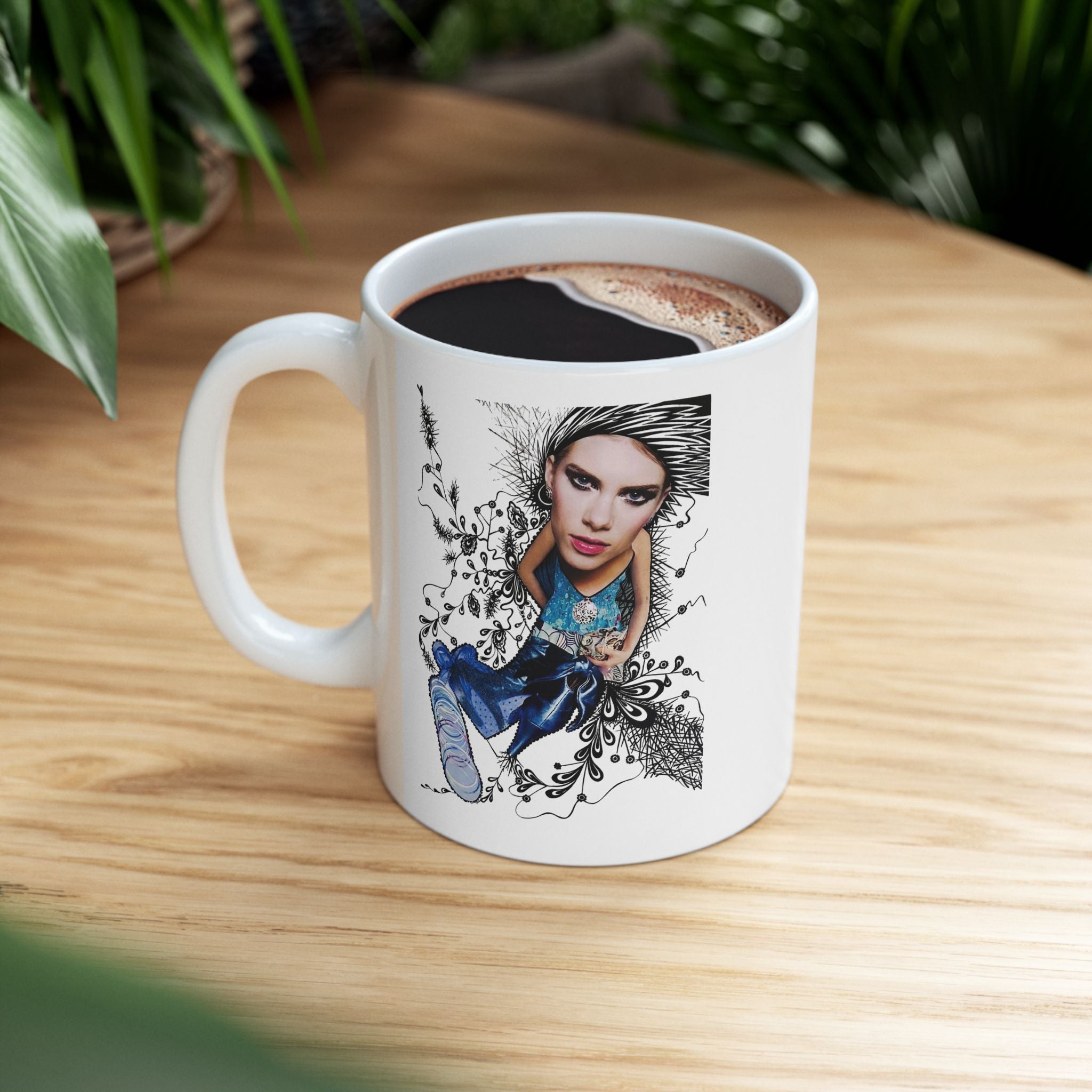 Anatomical Heart Illustration Mug | Watercolor Blue Heart Ceramic Mug