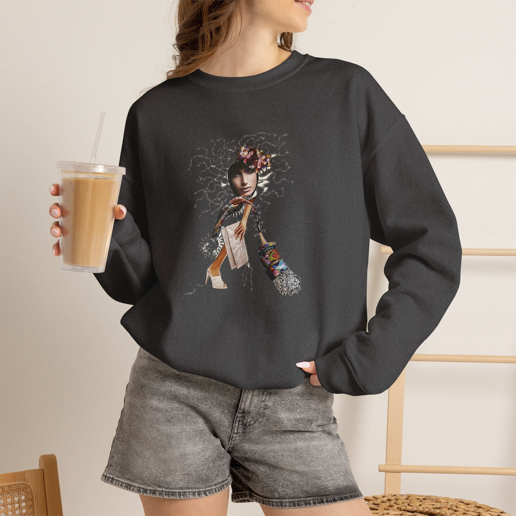 Medusa Goddess Crewneck Sweatshirt — Mythic Floral Medusa Design