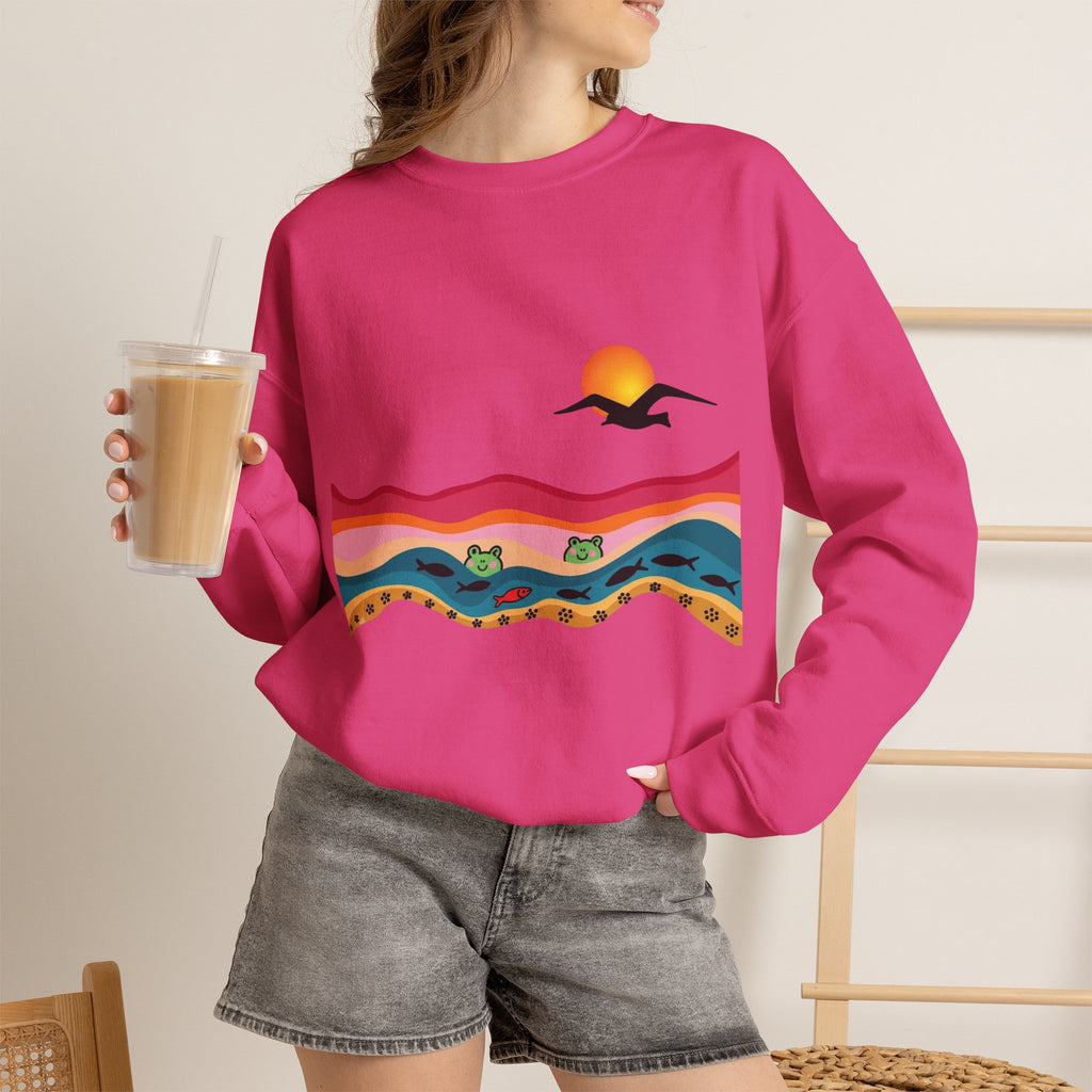 Desert Sunset Landscape Sweatshirt | Sunset Dunes with Road and Bird