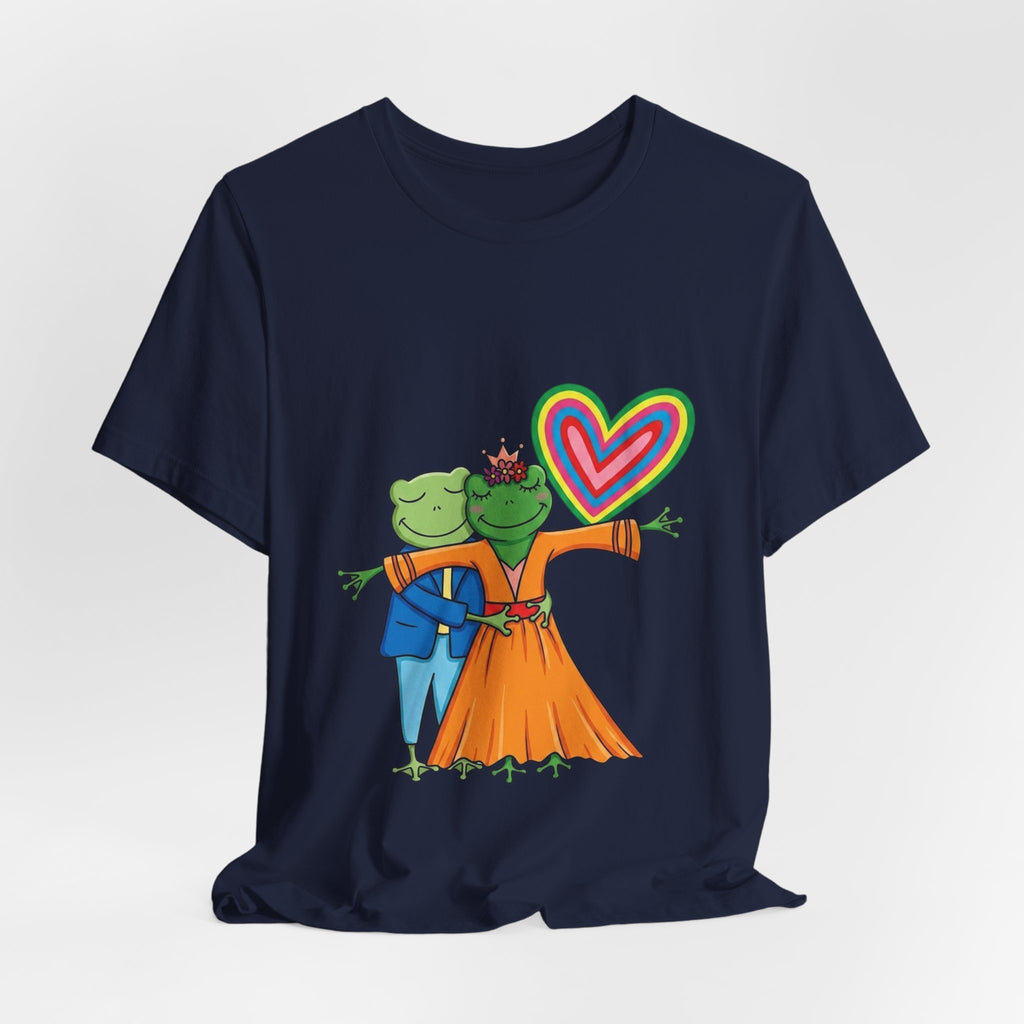 Frog Prince & Princess Couple Tee — Rainbow Heart Love T-Shirt