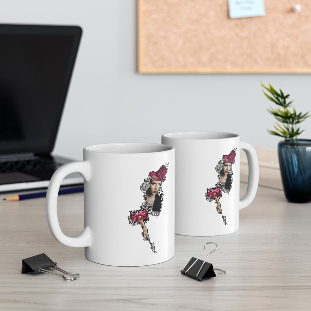 Rose Skeleton Illustration Mug | Floral Bone Anatomy Ceramic Mug