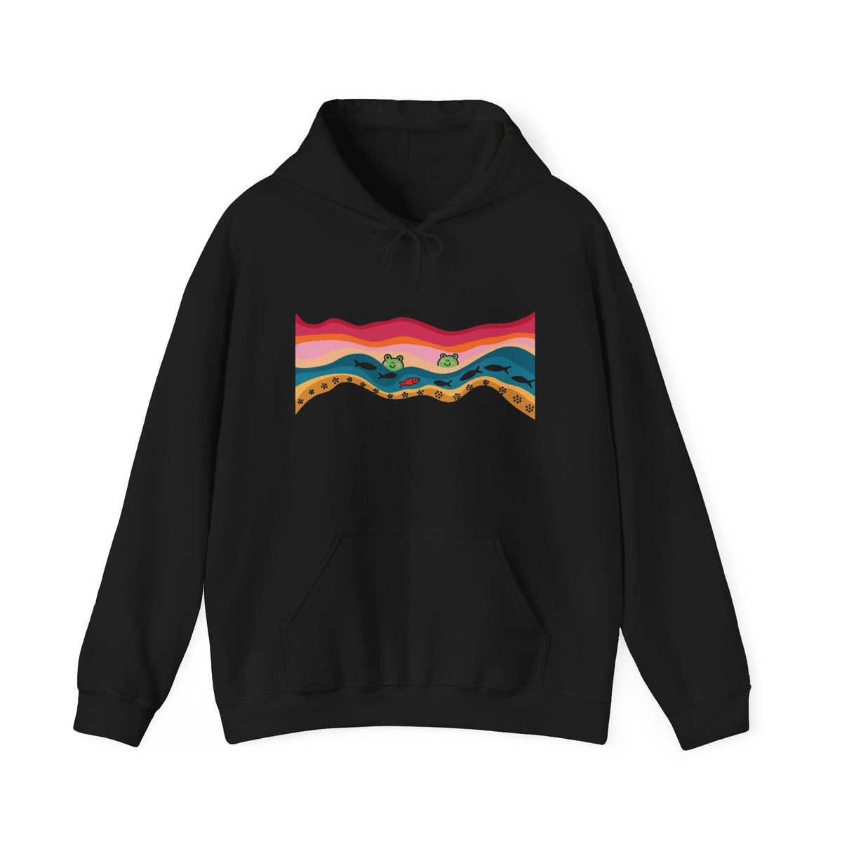 Desert Wave Hoodie — Colorful Sunset Landscape Graphic Sweatshirt