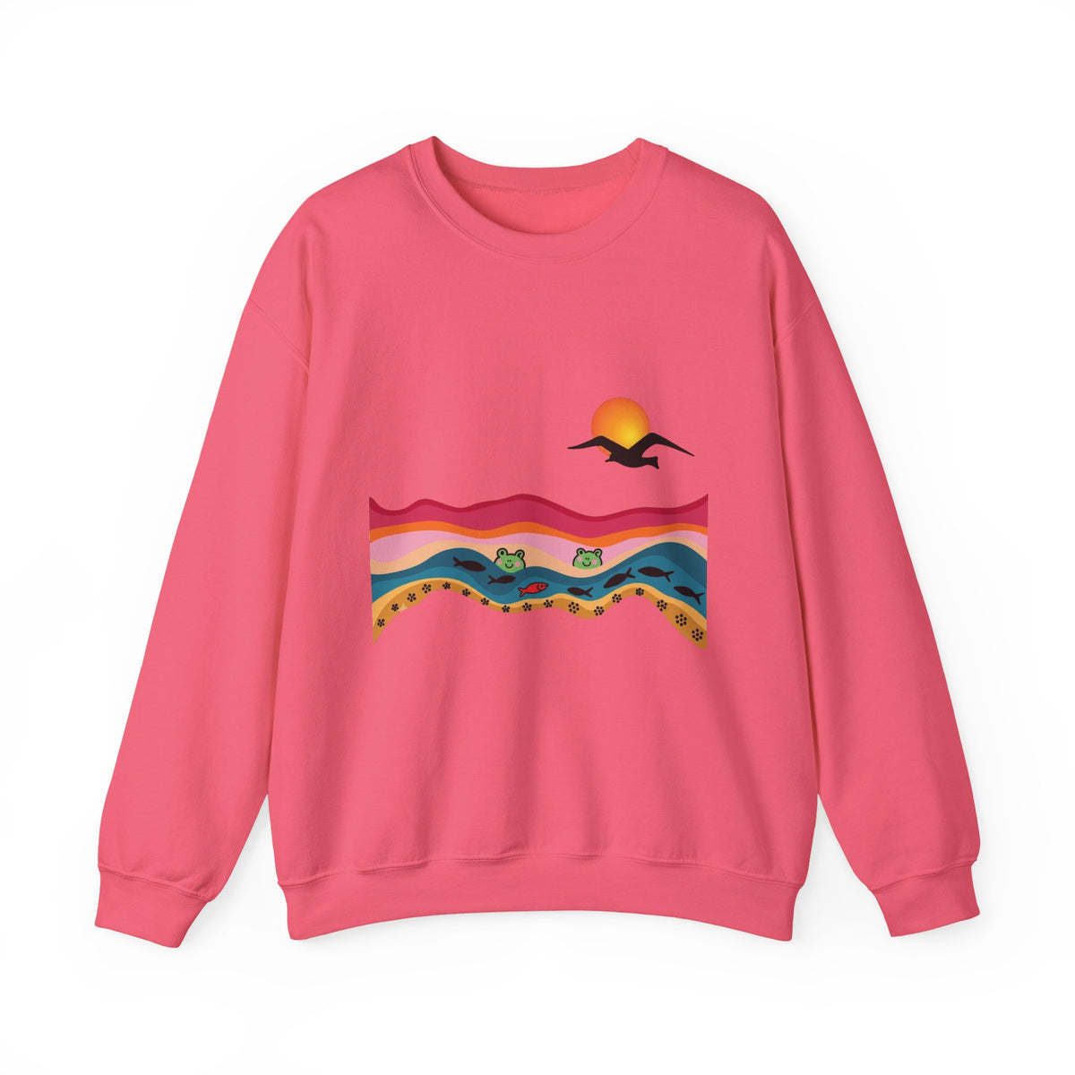 Desert Sunset Landscape Sweatshirt | Sunset Dunes with Road and Bird