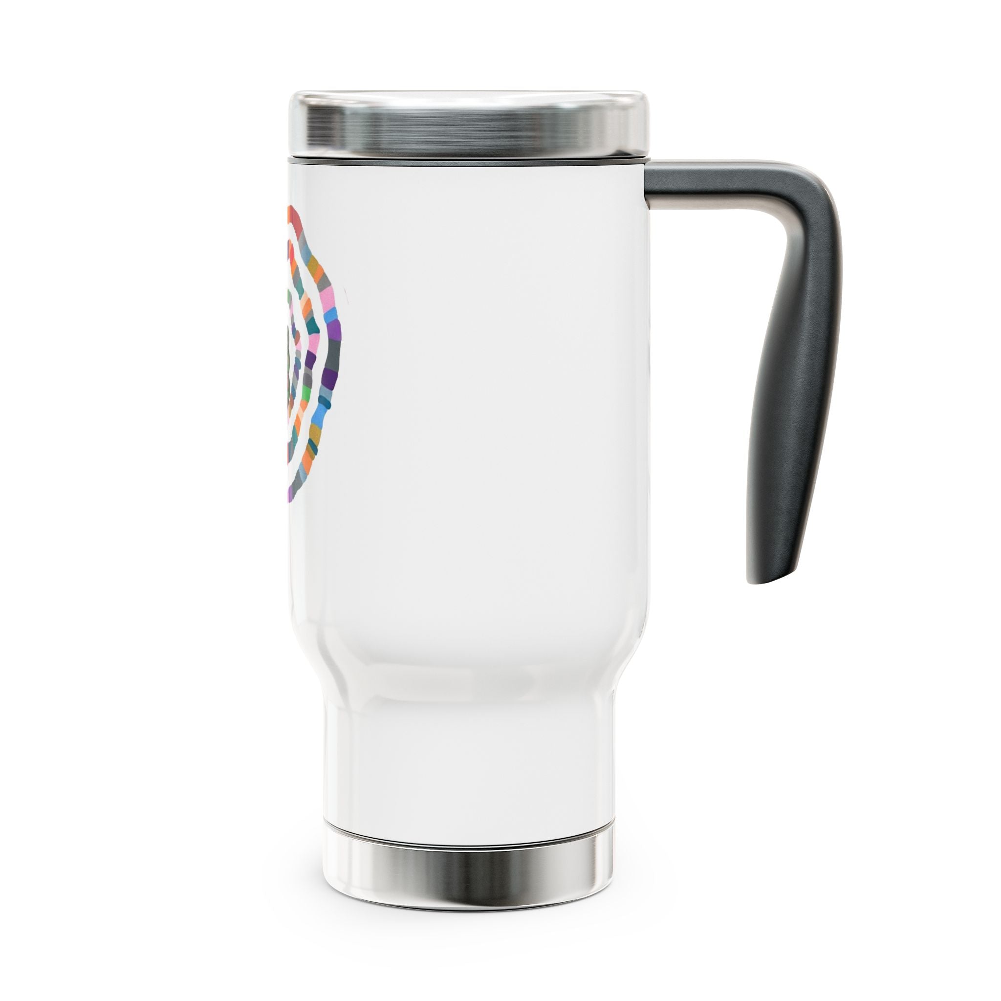 Rainbow Spiral Frog Holding Heart Travel Mug | 14oz Stainless Steel
