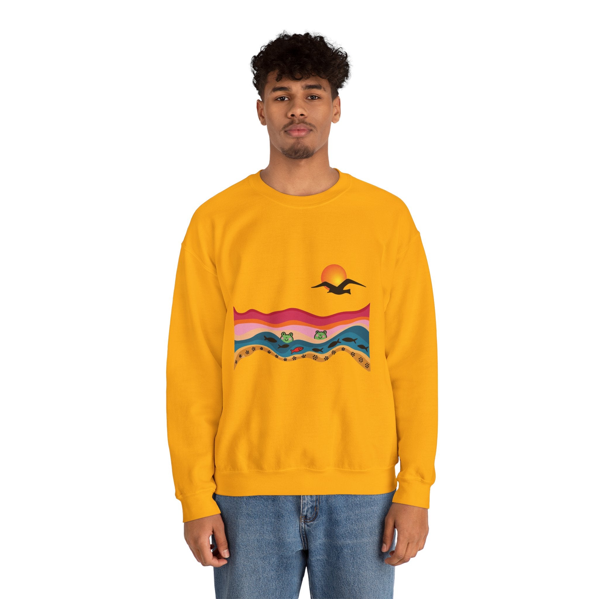 Desert Sunset Landscape Sweatshirt | Sunset Dunes with Road and Bird