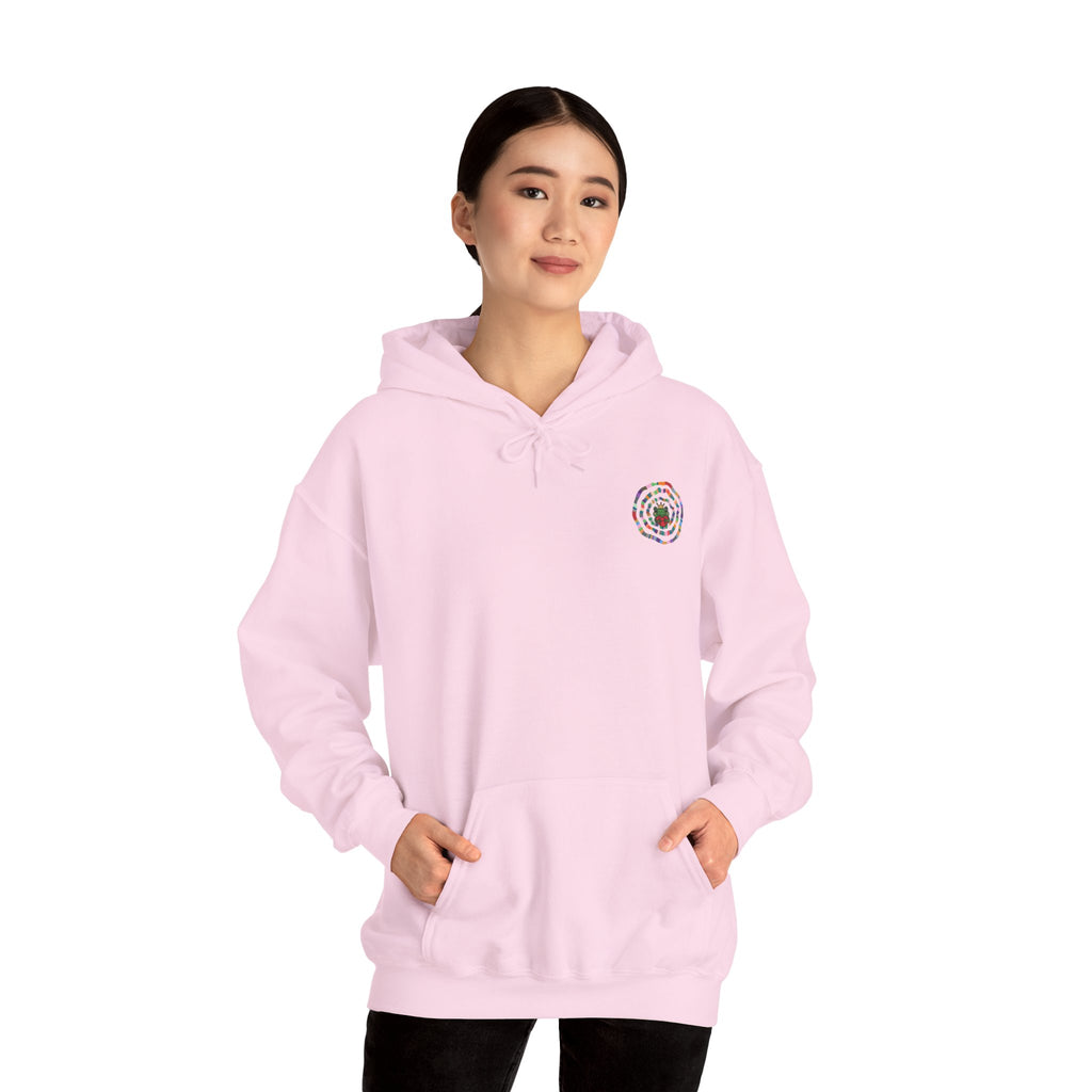 Floral Mandala Logo Hoodie | Small Chest Emblem Sweatshirt