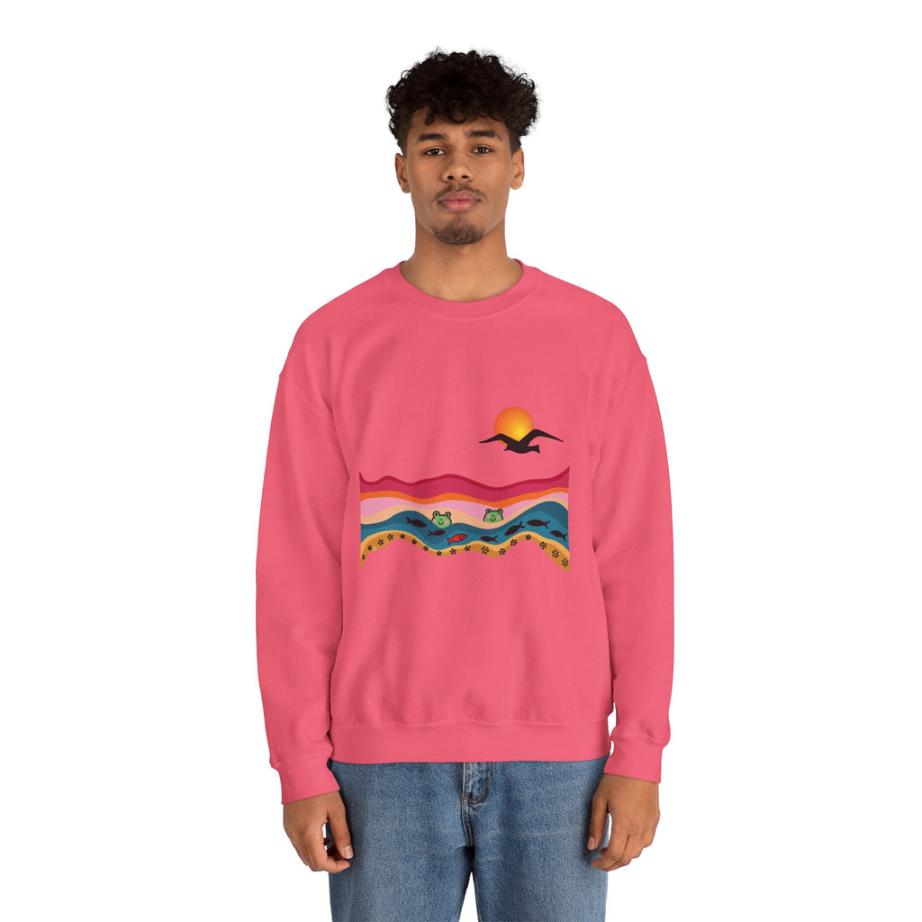 Desert Sunset Landscape Sweatshirt | Sunset Dunes with Road and Bird
