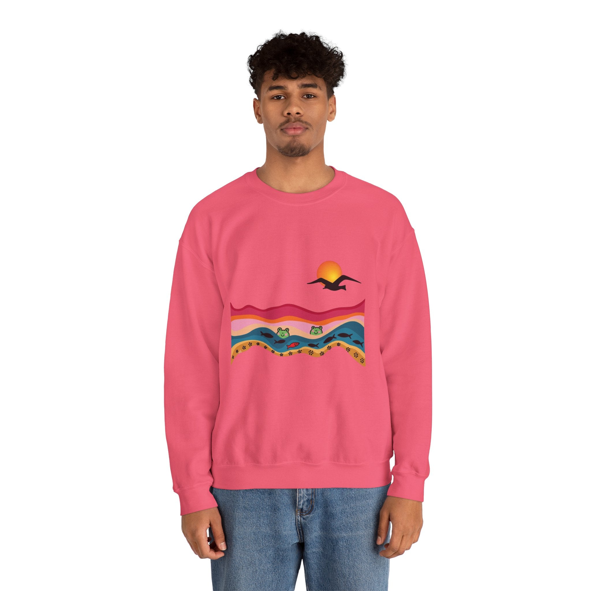 Desert Sunset Landscape Sweatshirt | Sunset Dunes with Road and Bird