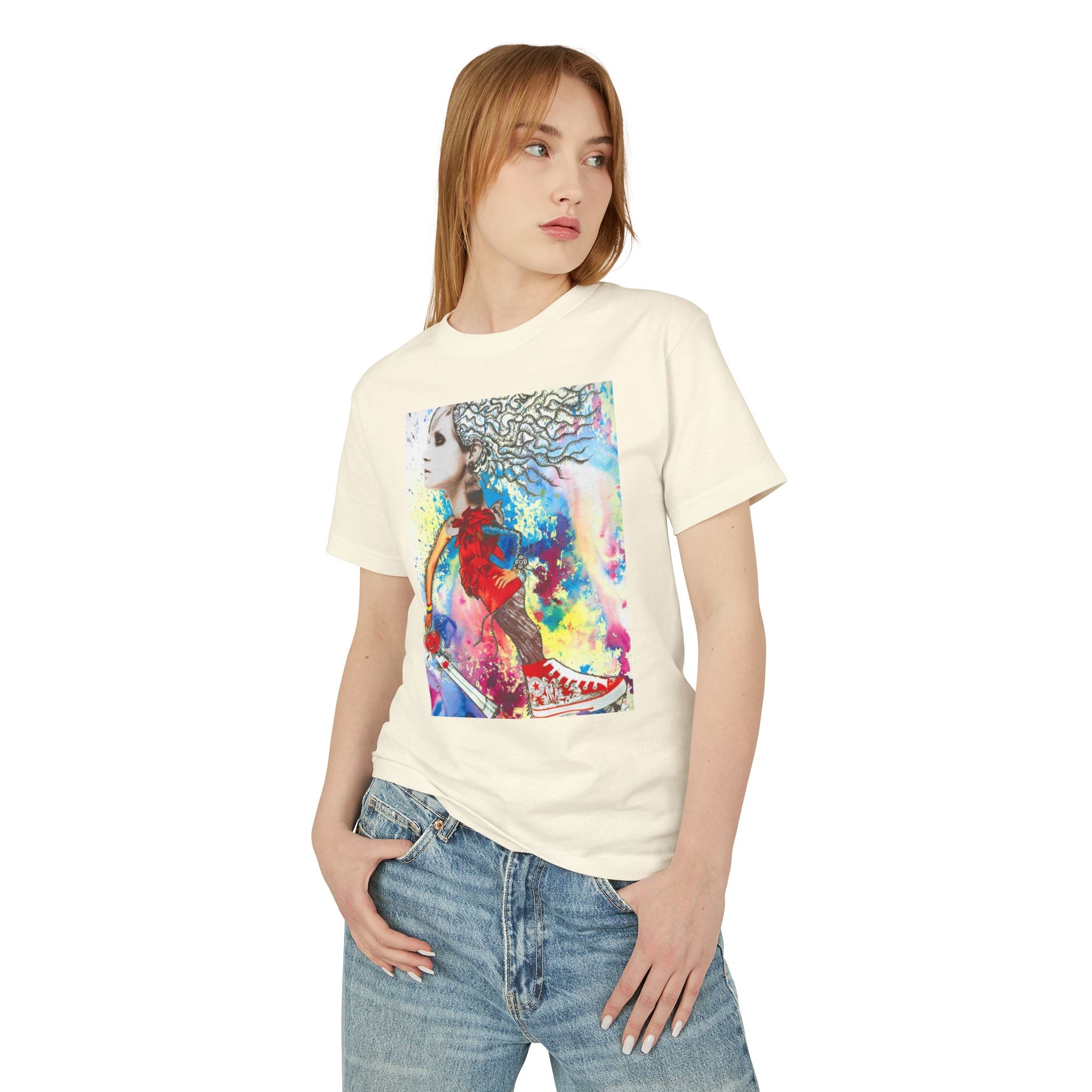 Colorful Abstract Woman Portrait T-Shirt | Artistic Watercolor Tee