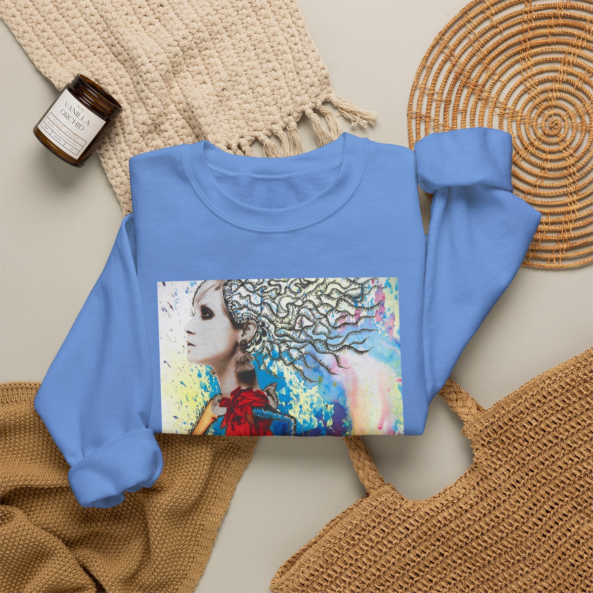 Colorful Abstract Woman Portrait Sweatshirt | Psychedelic Paint Art